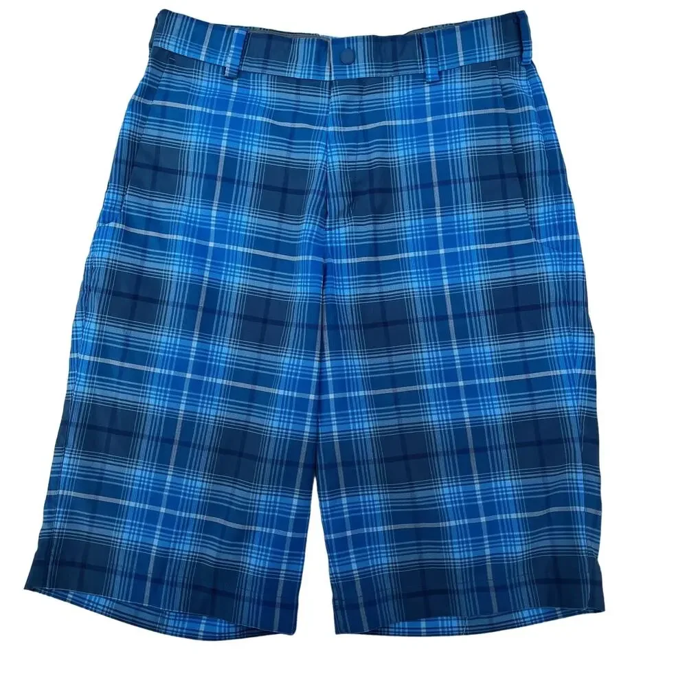 Men's Shorts Nike Golf Tech Tour Performance W28 L12 Blue Tartan Dri-Fit Active